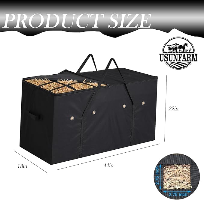 Hay Bags for Horses, 44x18x22inch Extra Large Premium Oxford Heavy Hay Bale,Separated Design Slow Feed Hay Bag Feed Design for Horses, Goats, Sheep, Donkeys, Barn and Stable