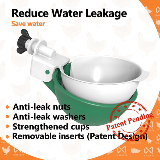 Large Automatic Chicken Waterer Cups with Inserts, Chicken Water Feeder Suitable for Chicks, Duck, Goose, Turkey and Bunny, DIY Poultry Water Feeder Kit (5 Pack-Orange)