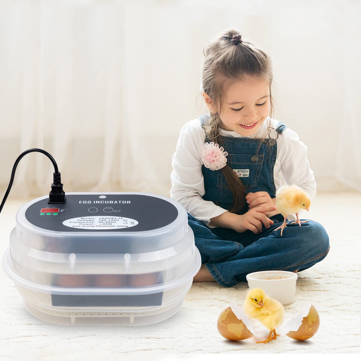 HBlife Digital Egg Incubator for Hatching 9-12 Chicken, Quail and Duck Eggs, with Fully Automatic Egg Turning and Temperature Display, Hatcher for Turkeys, Birds, Parrots and Poultry
