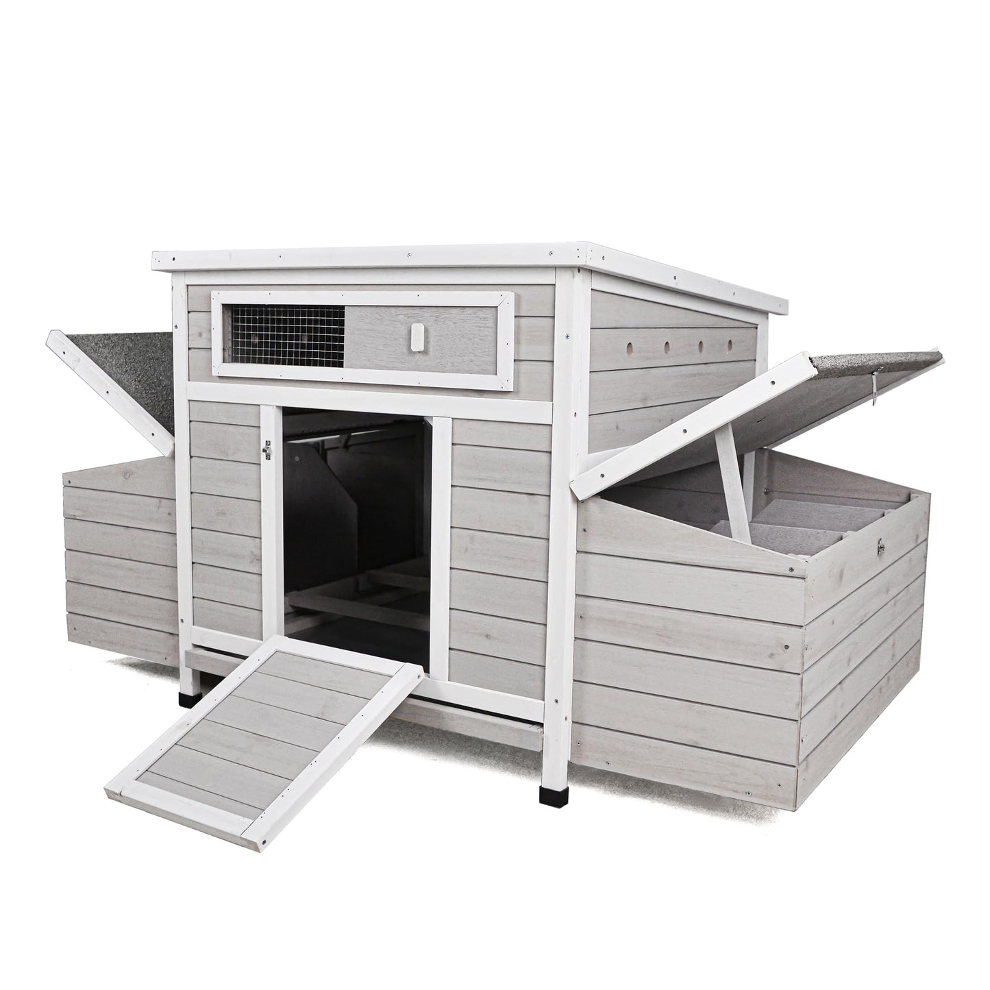 KEIKI Large Wooden Chicken Coop, Outdoor Hen House, Poultry Cage, Rabbit Hutch, Wooden Poultry Cage for Outdoor with 2 Sides Nesting Boxes