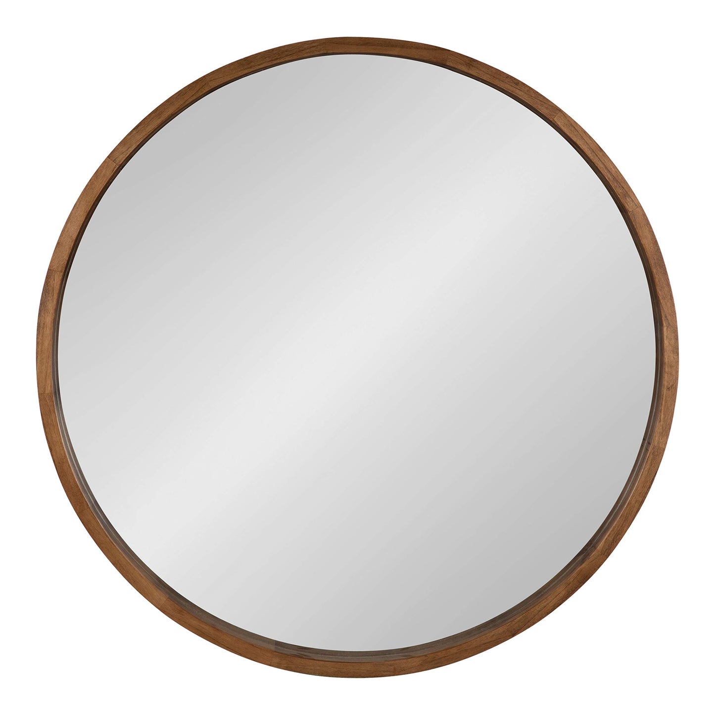 Kate and Laurel Hutton Round Wood Framed Wall Mirror, 36" Diameter, Natural Rustic Brown, Geometric Home Decor