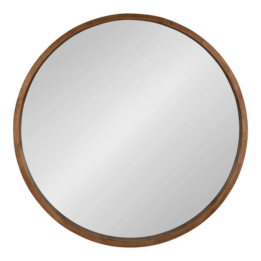 Kate and Laurel Hutton Round Wood Framed Wall Mirror, 36" Diameter, Natural Rustic Brown, Geometric Home Decor