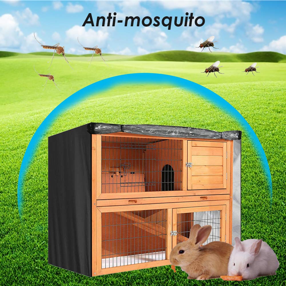 COOSOO Rabbit Hutch Cover Outdoor Waterproof Double Rabbit Cage Dust Cover for Winter Pet Cage Protection with Zipper Opening Visible Window Vent Holes 48x20x41/122x50x105cm