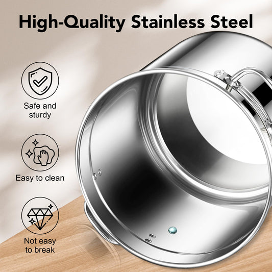 Newget Dog Food Storage Containers, Large Stainless Steel Pet Food Storage Containers 25 lb / 11.5 kg to Keep Fresh, Metal Airtight Cat Food Containers With Scoop and 2 Small Containers