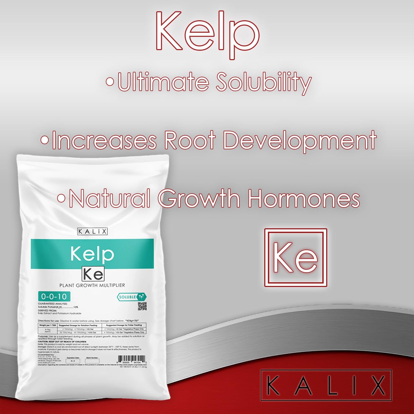KALIX Kelp Fertilizer | Organic Seaweed Plant Food & Growth Booster | Water-Soluble Nutrients for Vegetables, Flowers, Herbs, and Lawns | Ideal for Soil & Hydroponics – 25lb