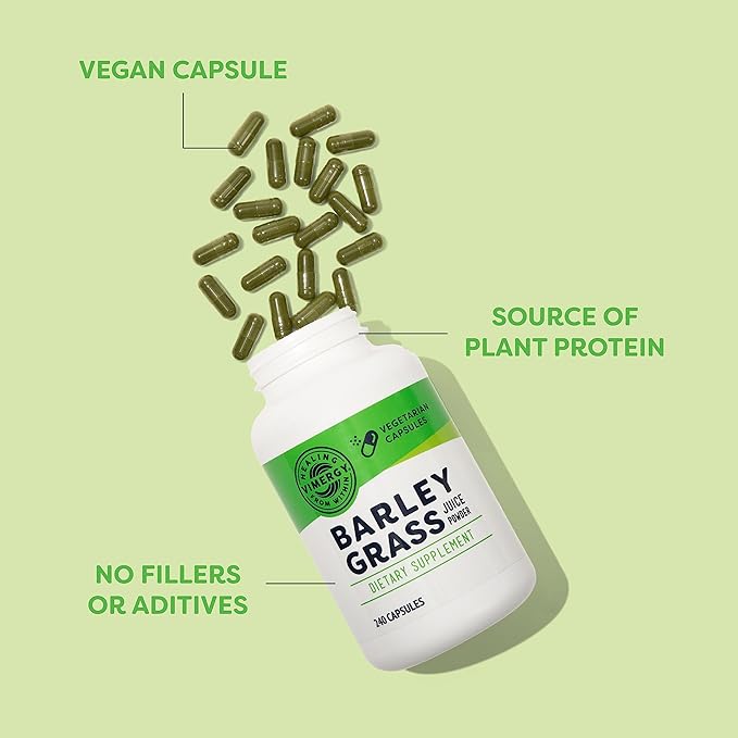 Vimergy Barley Grass Juice Capsules– Clean Superfood-Packed Capsule – Promotes Cardiovascular Health* – Non-GMO, Vegan & Gluten-Free – 240 caps