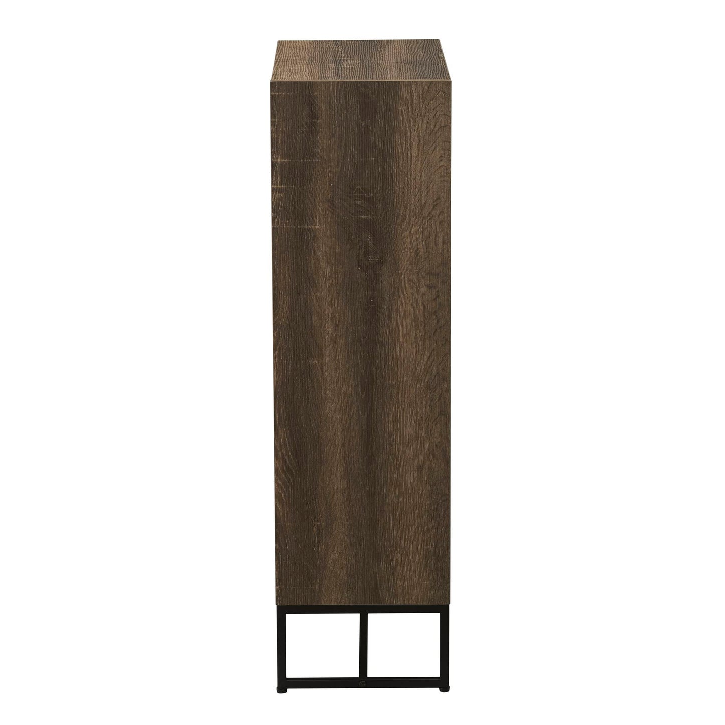 Household Essentials Wrap 3 Shelf Open Storage Bookshelf Ashwood Rustic Wood Grain and Black Metal