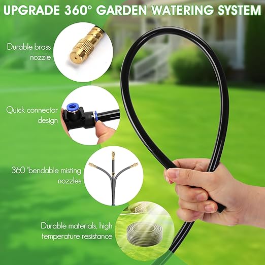Drip Irrigation Kit, Garden Irrigation System 1/4" Blank Distribution Tubing Watering Drip Kit/DIY Saving Water Automatic Watering System for Garden, Greenhouse, Flower Bed, Patio, Lawn (66ft)