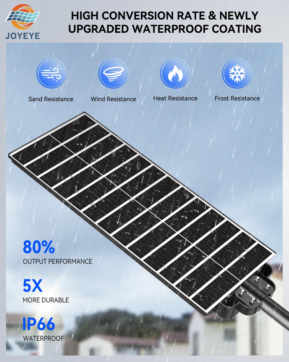 JOYEYE 10000W Solar Street Lights Outdoor: Commercial Solar Parking Lot Lights with Motion Sensor and Remote Control, IP66 Waterproof, Wide Angle Dusk to Dawn Outdoor Lighting, Large Dimension, 2 Pack