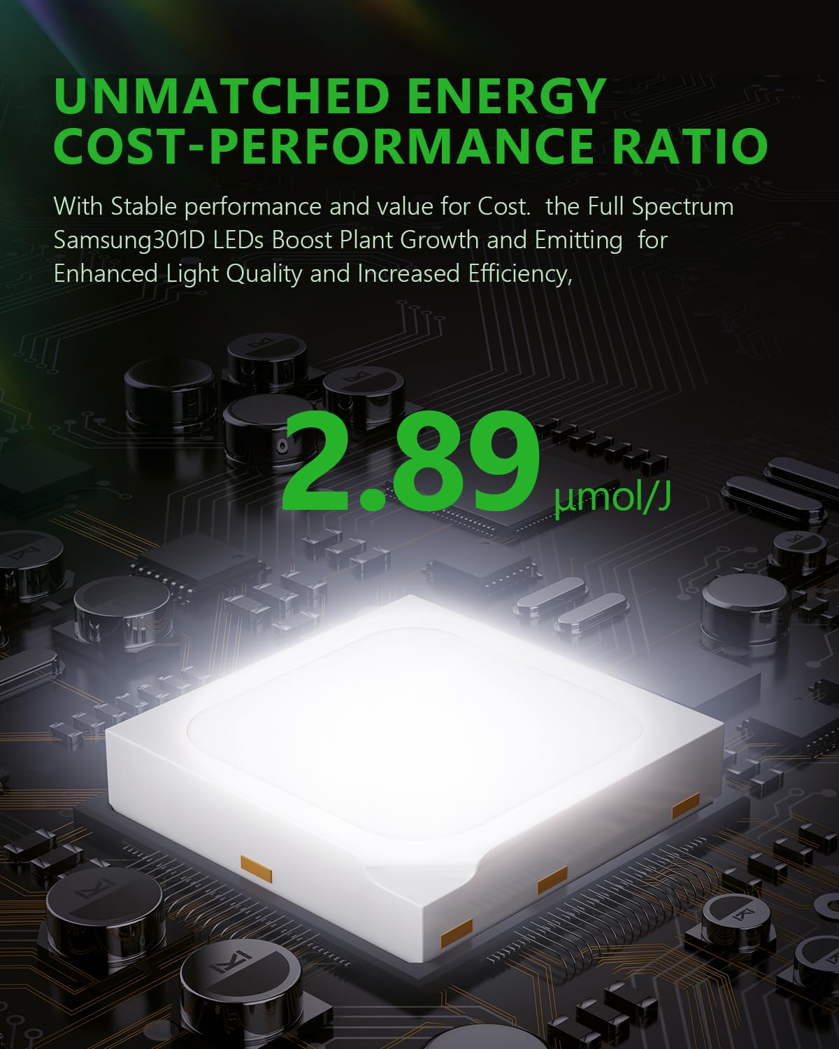 BAYLABS 1000W Full Spectrum LED Grow Light, UV/IR Enhanced Foldable and Dimmable 8 Bar Lamp for 5x5 ft Core Coverage, 2.89 μmol/J Efficiency Ideal for Commercial Hydroponics