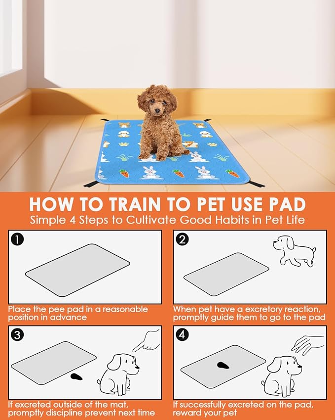 Bissap 2 Packs Guinea Pig Cage Liners, 18''X24'' Washable Guinea Pig Pee Pads Non Slip Reusable Fast and Super Absorbent Bedding for Small Animals Rabbit Hamster Chinchillas Rat - Blue