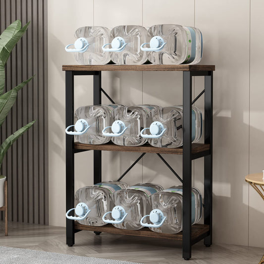 3 Tier Industrial Solid Wood Bookcases, Open Etagere Bookshelf with Metal Frame, Rustic Wood and Metal Shelving Storage Organizer for Living Room Book Shelves Furniture (AY01-3tier)