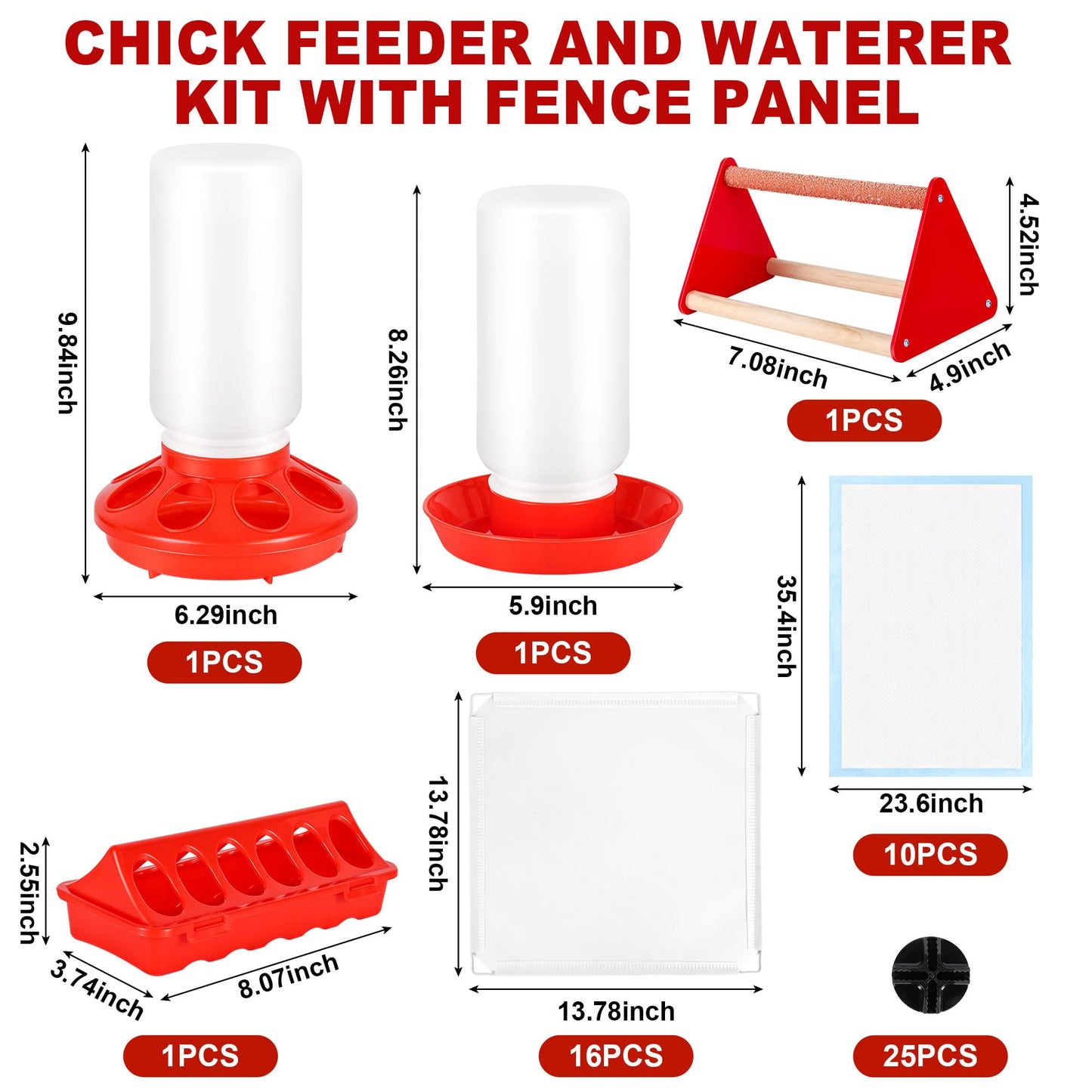 Chicken Brooder Box for Chicks, Brooder Box with Feeder and Waterer, Chick Starter Kit with Chick Perch for Small Poultry Ducks Quail