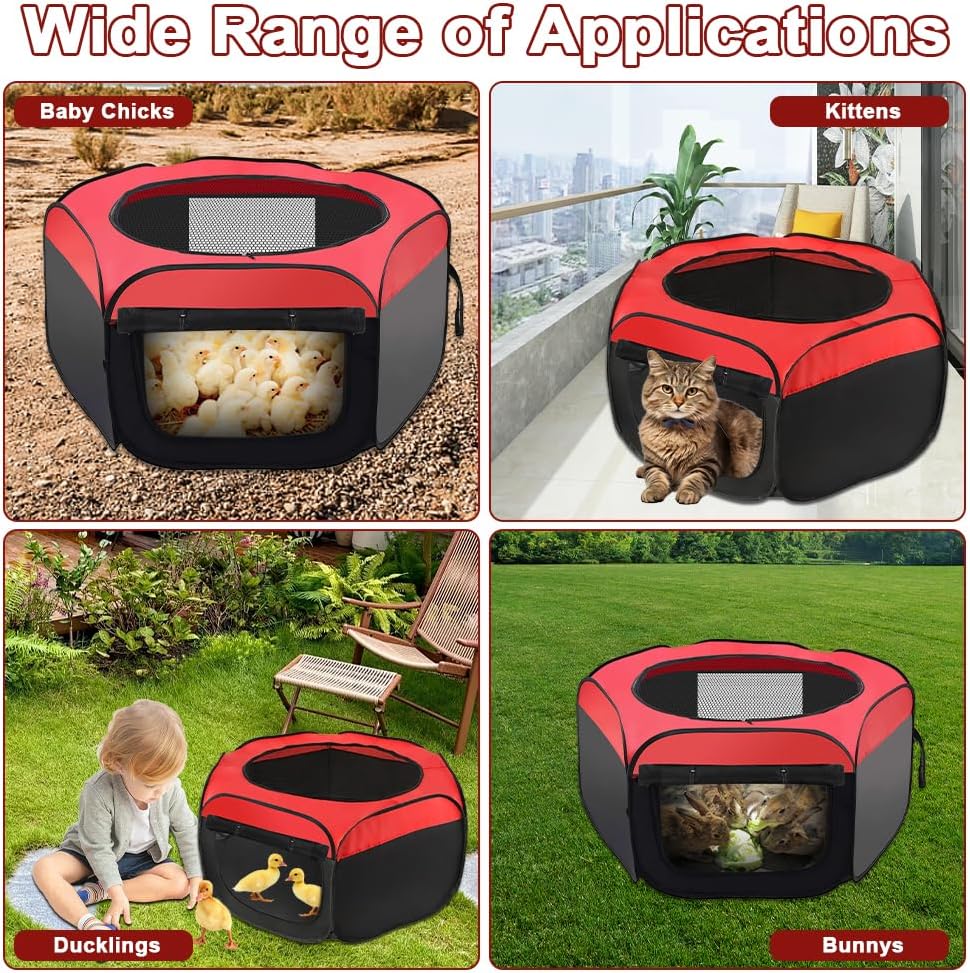 Chicken Brooder Box for Chick Starter Kit，Abnaok 2025 Upgrade Double Door Chick Brooder Pen/Chicken Playpen/Chick Tent Baby Chickens Supplies Up to 15 Baby Chicks,Duck,Quail