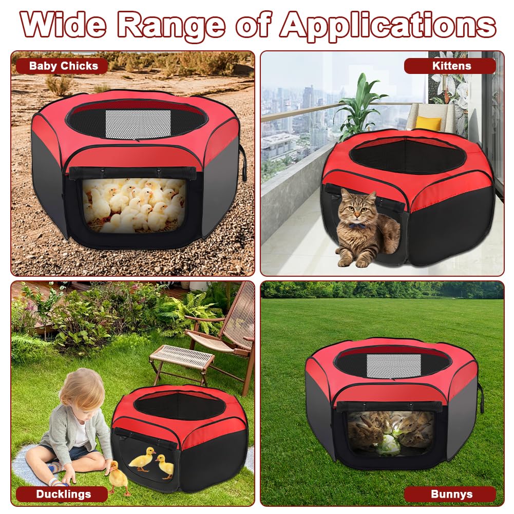 Chicken Brooder Box for Chick Starter Kit，Abnaok 2025 Upgrade Double Door Chick Brooder Pen/Chicken Playpen/Chick Tent Baby Chickens Supplies Up to 15 Baby Chicks,Duck,Quail