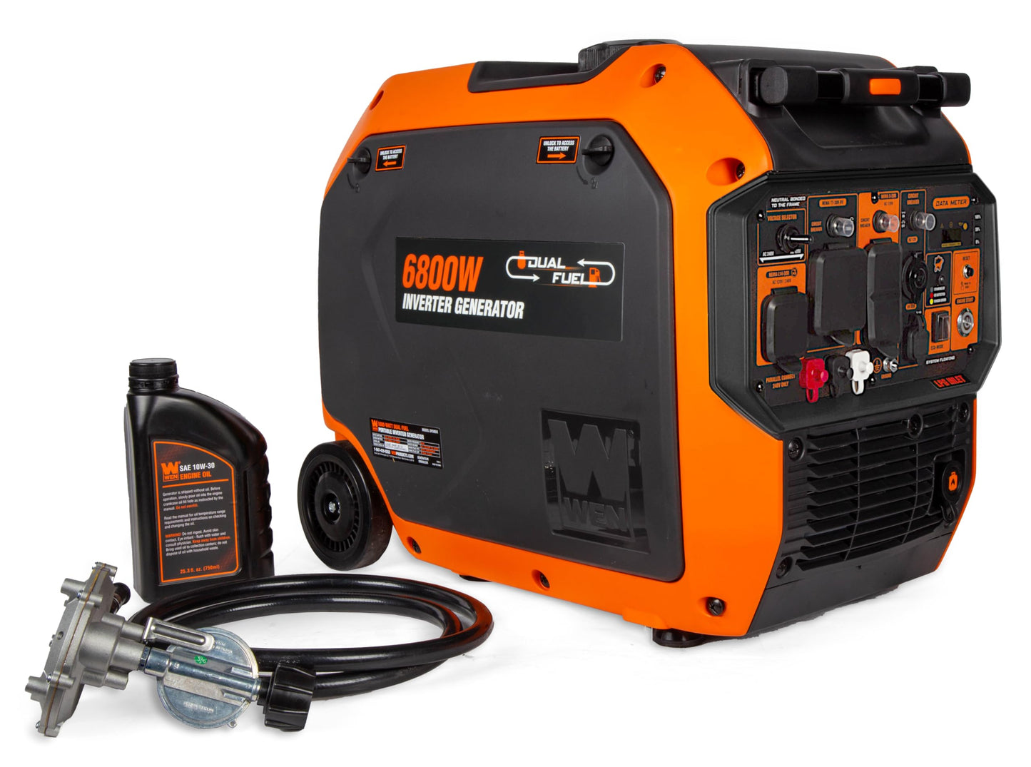 WEN Quiet 6800-Watt Dual Fuel RV-Ready Electric Start Portable Inverter Generator with Fuel Shut Off and CO Watchdog for Electric Vehicle Backup (DF680iX)