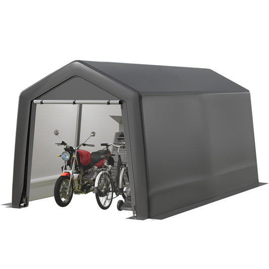 8 x 12FT Portable Storage Shed, Outdoor Storage Shelter with Roll-Up Zipper Door, Waterproof Tarp, Portable Garage for Motorcycle, Bike, Garden Tools