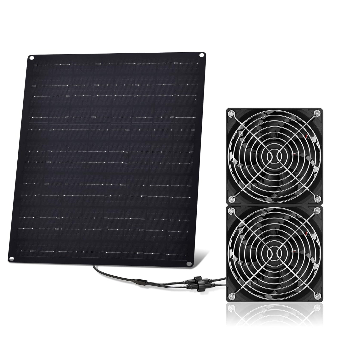 HASDSAGY Solar Powered Fan, Solar Panel Fan 15W Solar Ventilation Exhaust Fan Waterproof for Outdoor Shed Chicken Coops Greenhouse Doghouses Pet House for Intake or Exhaust Air Cooling