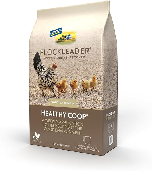 Healthy Coop, Litter Additive for Chicken Coop with Probiotic & Acidifier, Reduces Odor, Wetness & Bacteria, 12lbs