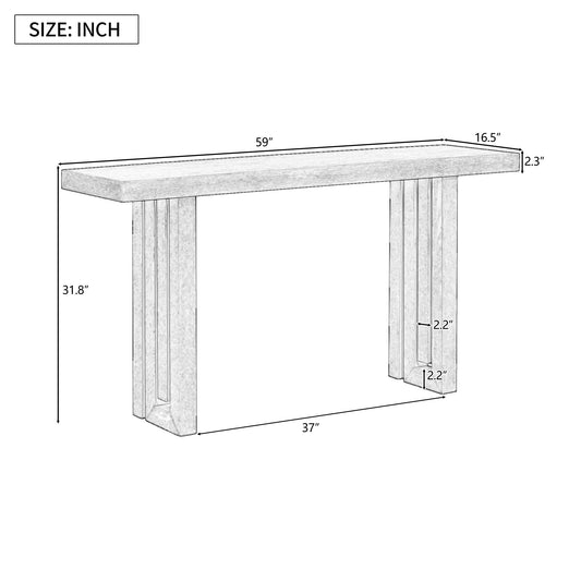 Merax Farmhouse Uniquely Designed Oak Veneer Console Table with Distinctive Side Shapes for Entryway, Hallway, Living Room, Foyer, Natural
