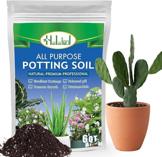 Halatool 6QT Natural Cactus Soil Garden Top Succulent Soil for Houseplants Bonsai Potting Mix Indoor Potting Soil for Aloe Vera Plant Flowers Vegetables & Herbs