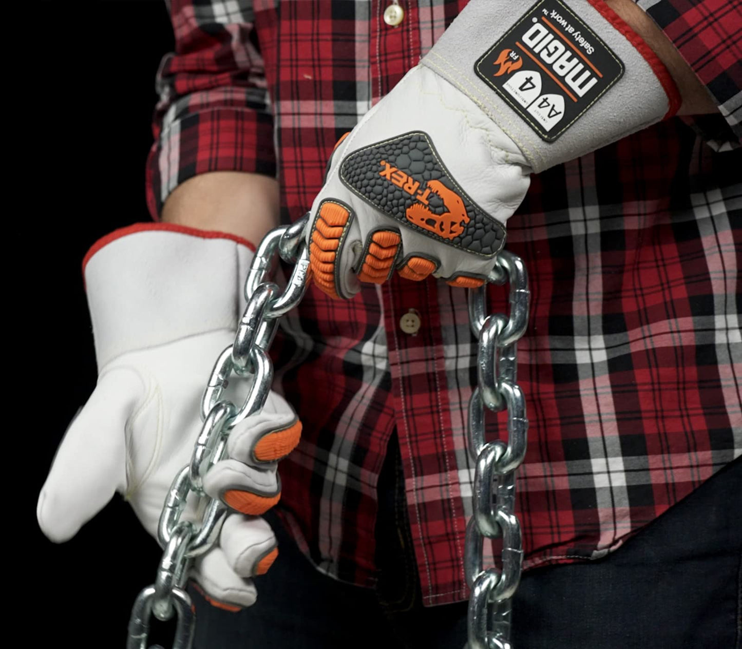 MAGID T-REX TRX848M Inferno Series Heat Resistant Welder's Gloves, 24 Pairs, Full Leather, Size 9/L, Red & Gray