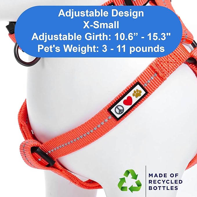 Pawtitas Recycled Dog Harness with Reflective Stitched a Puppy Harness Made from Plastic Bottles Collected from Oceans Extra Small Living Coral