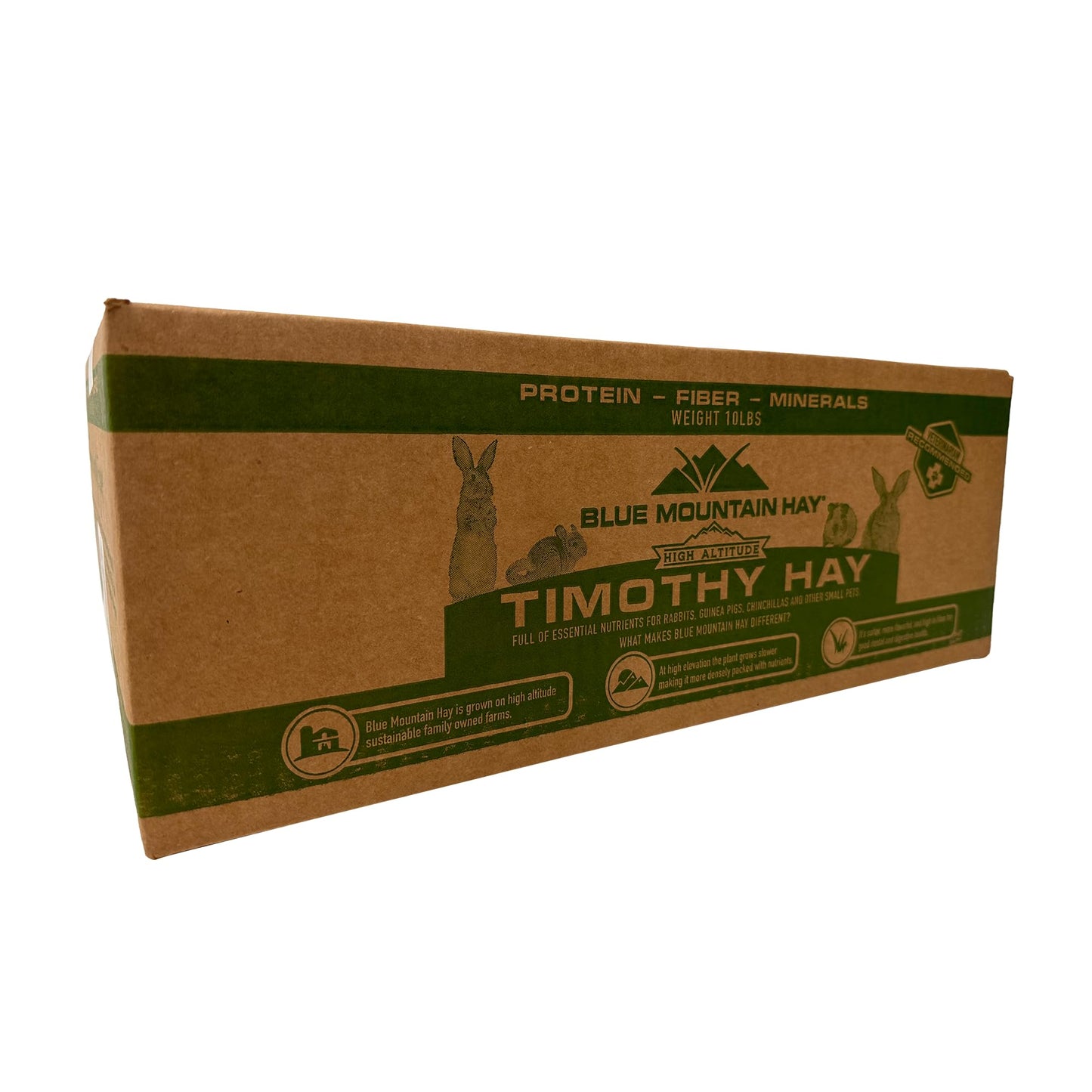 Blue Mountain Hay | Fresh Timothy Hay (10 Pounds) | Great for All Ages | High-Altitude Hay Pet Food for Rabbits, Guinea Pigs, Chinchillas, Hamsters, and Other Small Pets