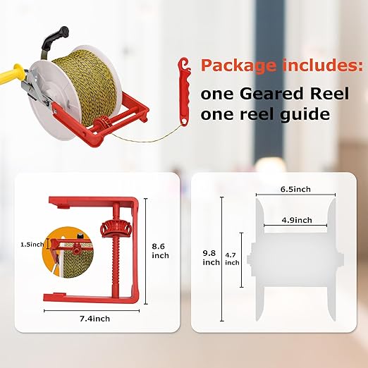 3:1 Geared Electric Fencing Reel, Electric Fence Wire Reel, with Auxiliary Winding Handle, Suitable for Building Farm Fences