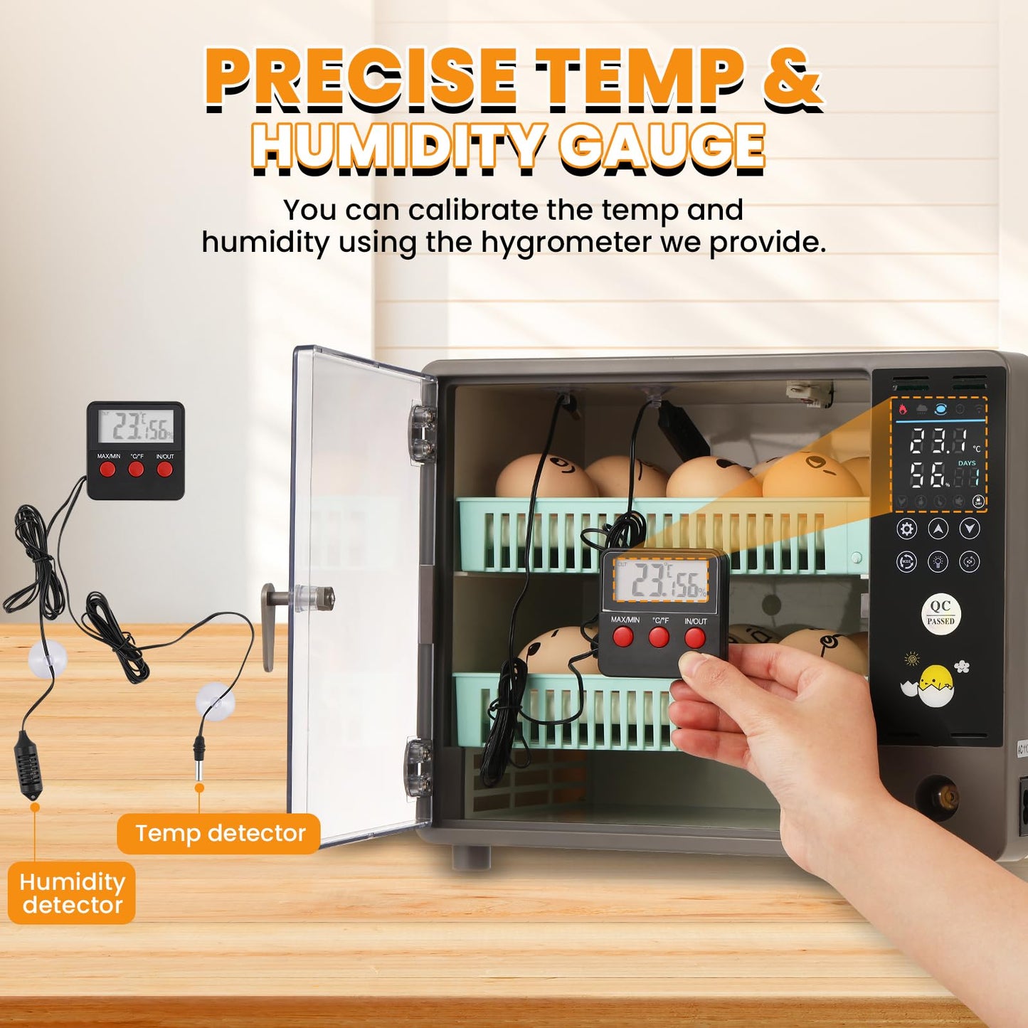 Proshine Incubators for Hatching Eggs, 24 Egg Incubator, Automatic Turning with Temperature & Humidity Control, Temp Display, for Chicken Duck Quail Goose Pigeon
