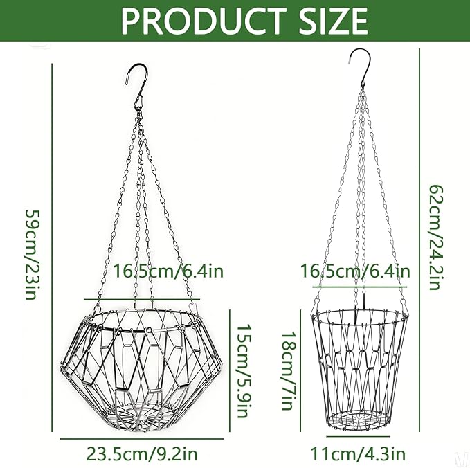 Hanging Chicken Feeder, Foldable Poultry Feeder Basket for Chicken Duck Coop, 2 Pcs