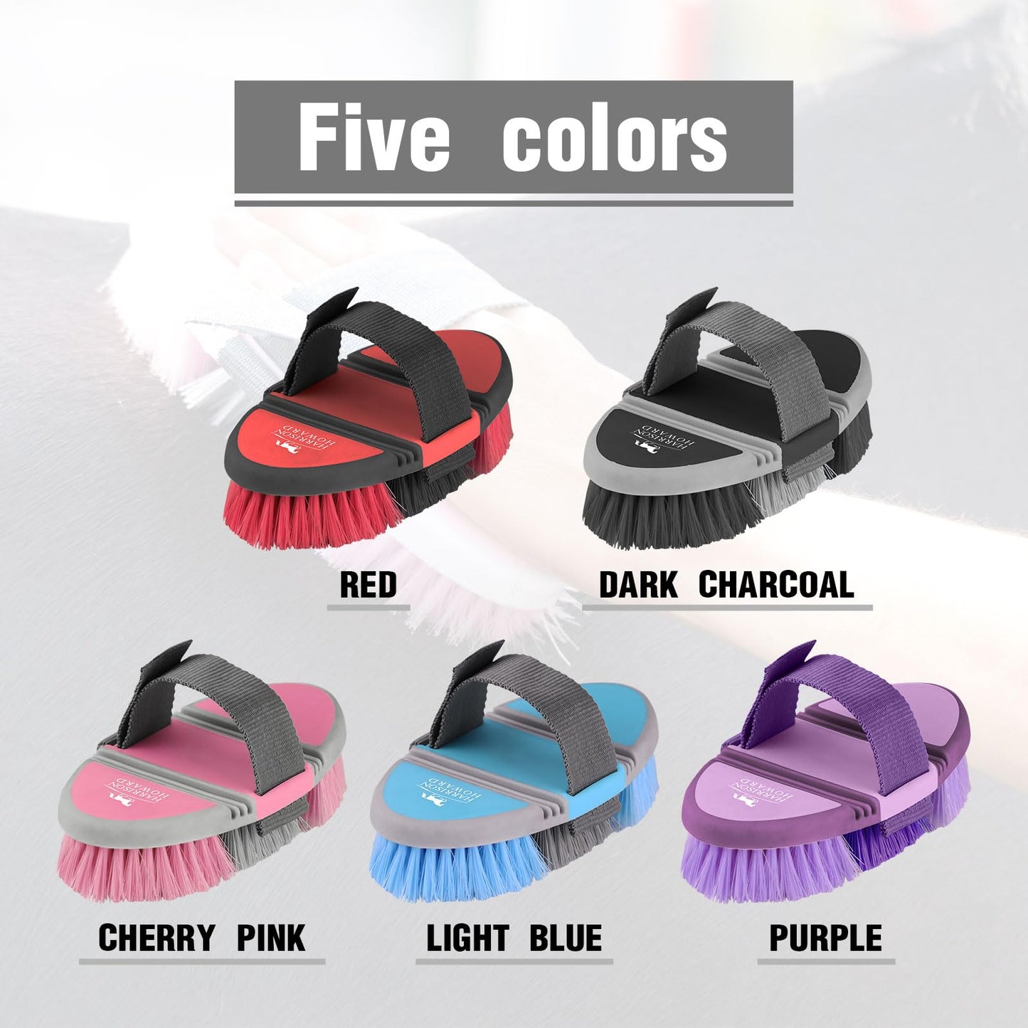Harrison Howard Flexible Finish Horse Grooming Brush - Bendable and Convenient for Scrubbing, Comfortable Hold in Hand - Red
