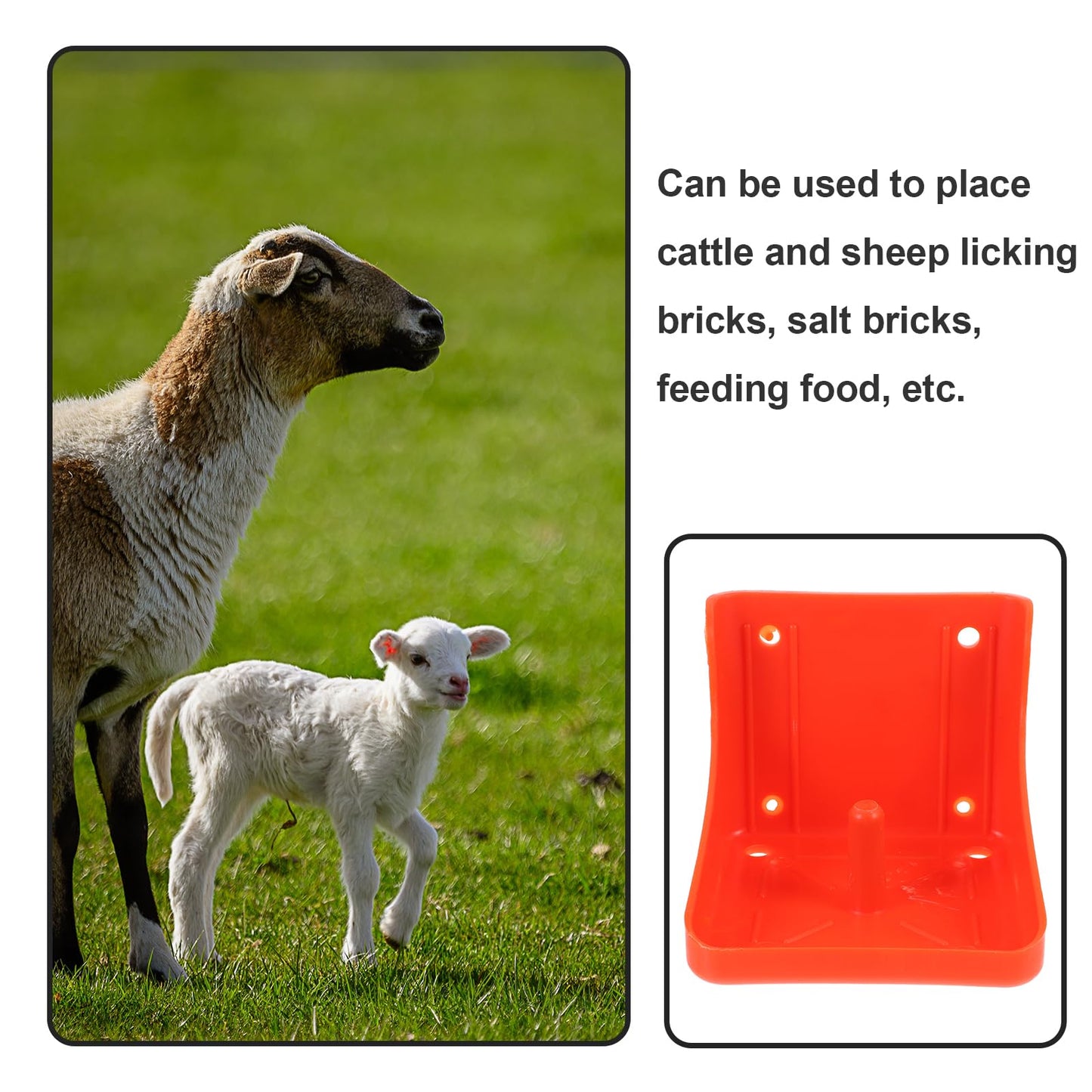 Thick Salt Block Holder for Livestock - Multi-Use Cattle and Sheep Salt Brick Feeder Tray Easy Assembly for Feeding and Minerals