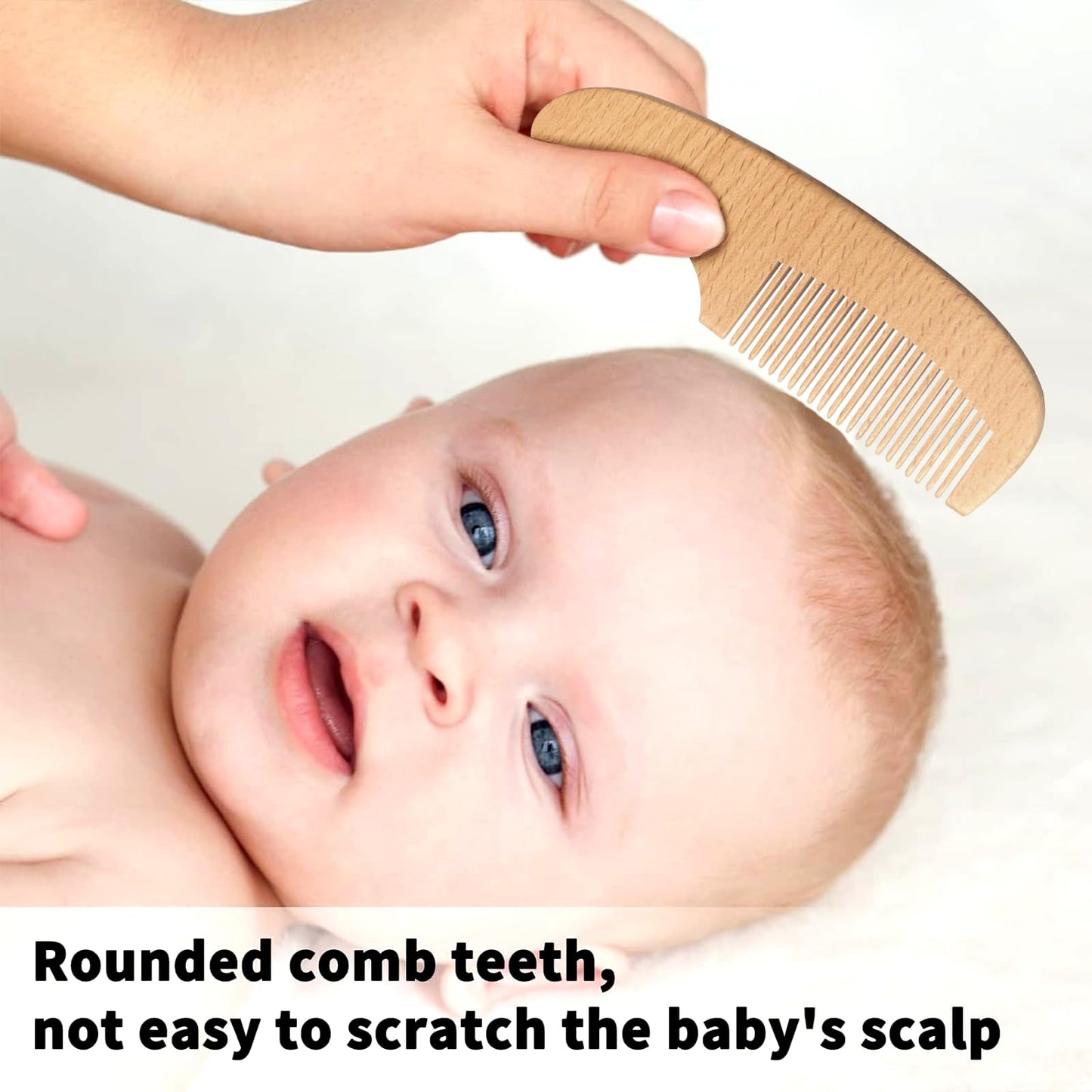 Esonto Baby Hair Care Kit, 5 in 1 Wooden Natural Goat Bristles Brush Cradle Cap Comb Baby Grooming Kit for Newborns Toddlers Boys Girls Gift