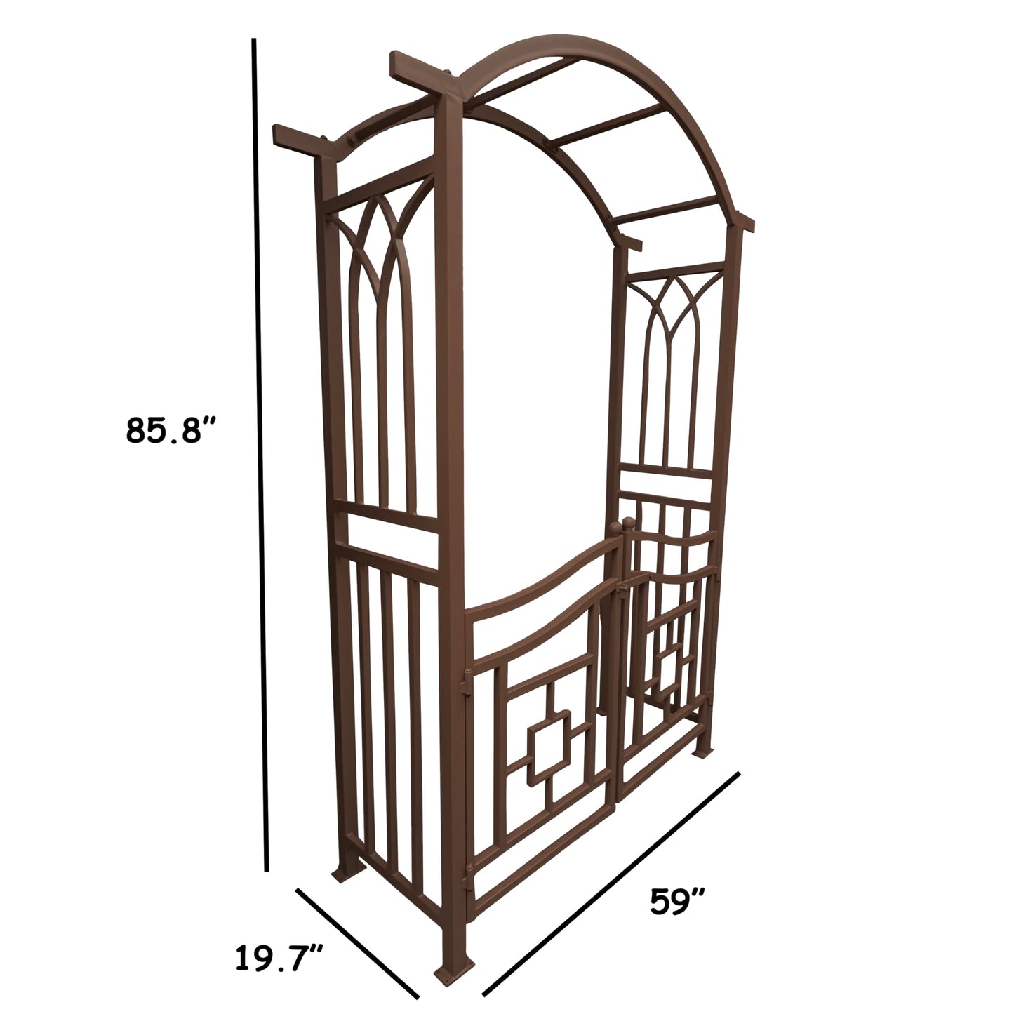 Brown Aluminum Garden Arbor Arch with Gate