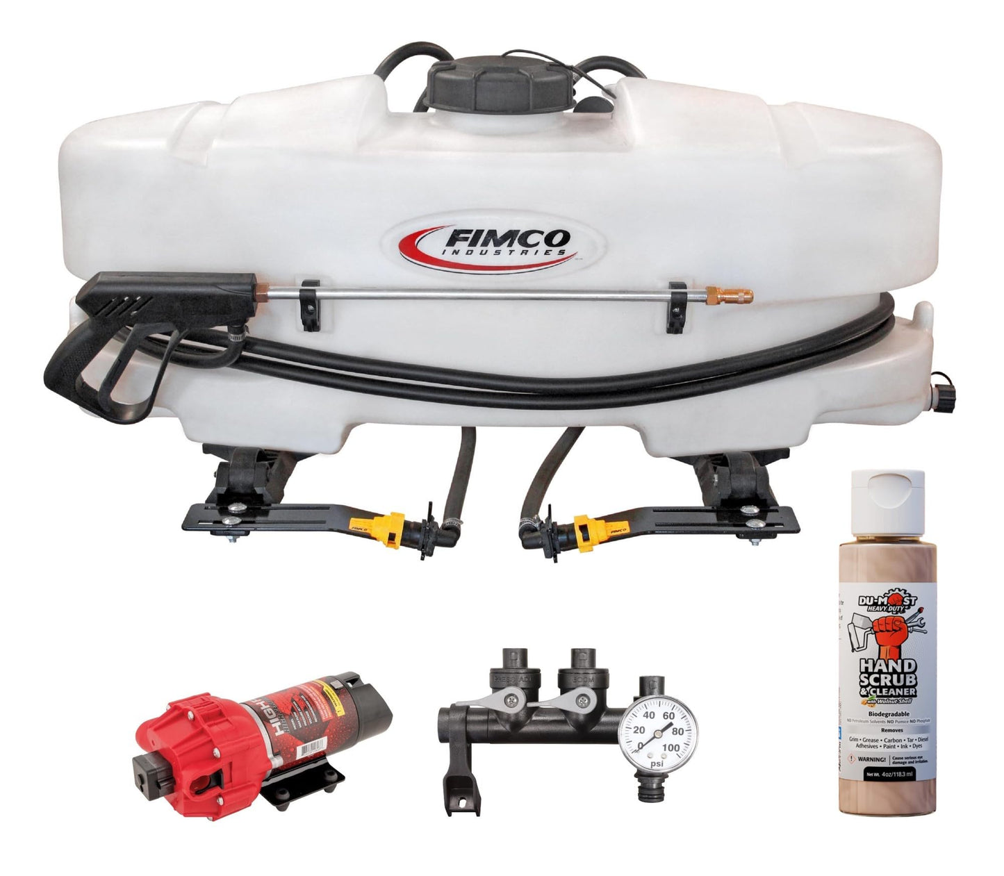 DU-Most FIMCO 5302323 ATV Boomless Sprayer Pump with DU-Most Walnut Shell Hand Scrub 4oz, High Performance Heavy Duty Sprayer for Precision Lawn Care and Field Applications