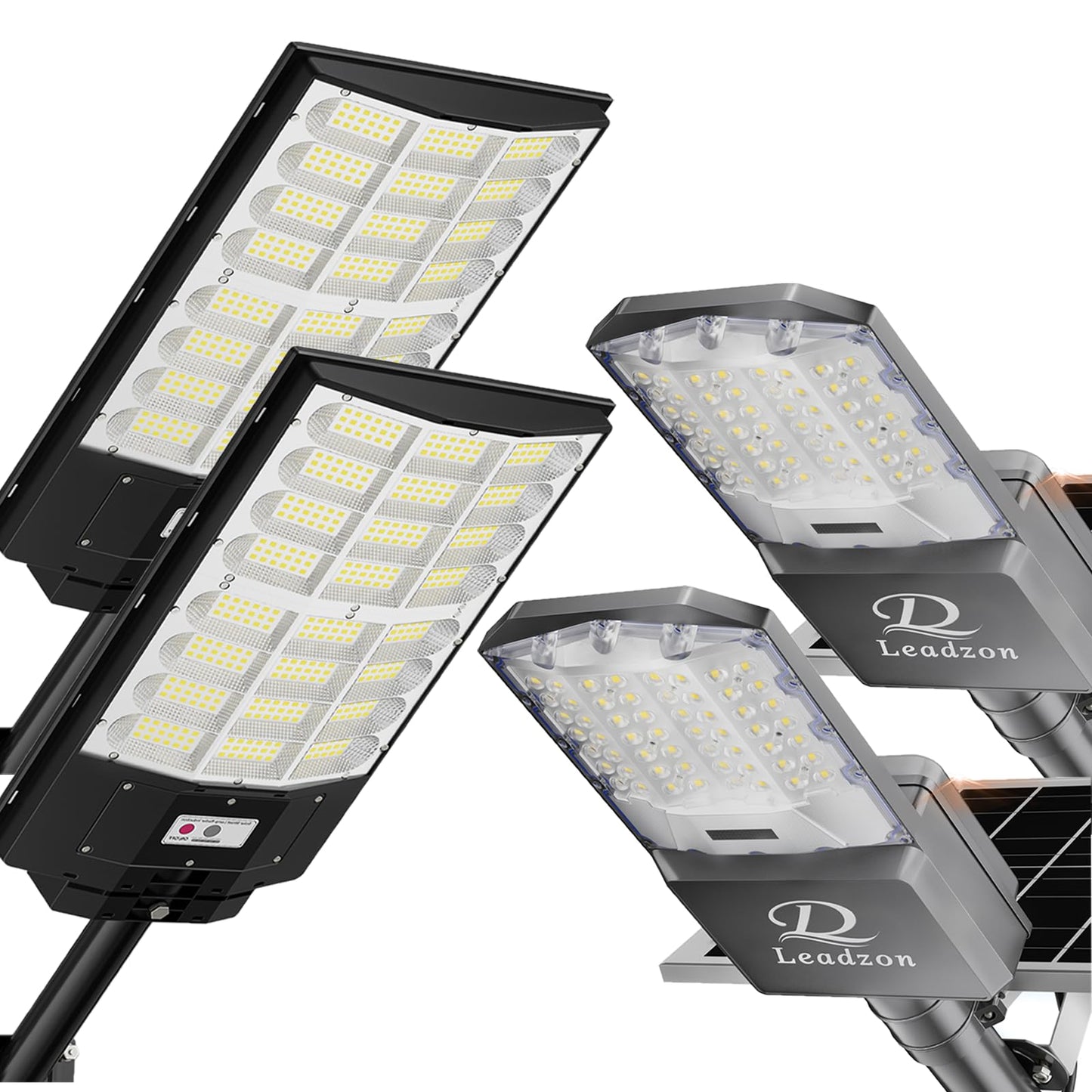 Leadzon 2Pack Medium Modular Solar Street Light+2Pack Large Unified Solar Street Light
