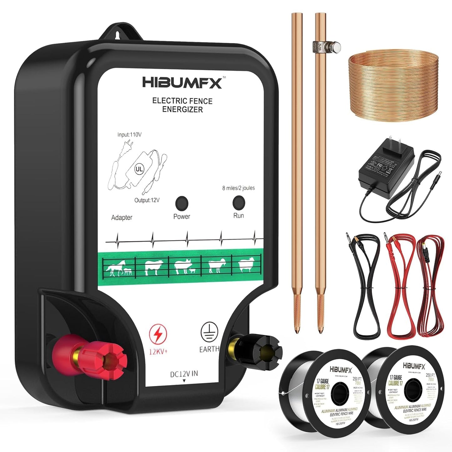 Fence Charger, Electric Fence Energizer Fencing System for Containing Dogs, Livestock and Preventing Wild Animals Intruding