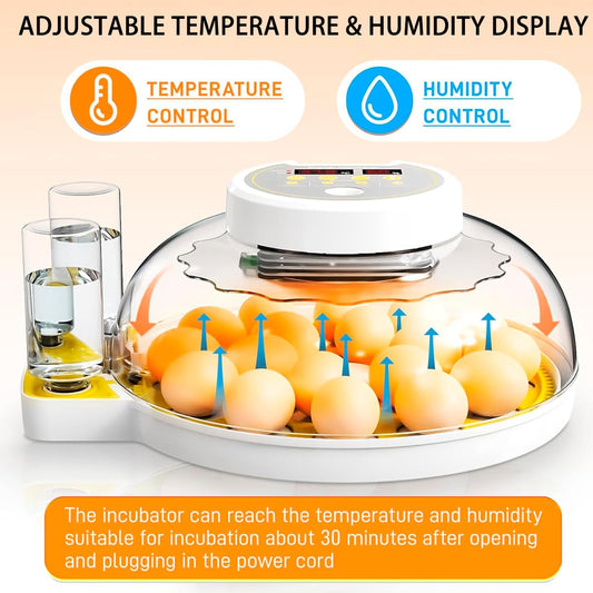 DEZHXHE 18/60 Incubator for Hatching Eggs, Egg Incubators with Humidity Display, Egg Candler, Automatic Egg Turner, Poultry Egg Incubator for Hatching Chicken Duck Goose Bird Quails- Yellow