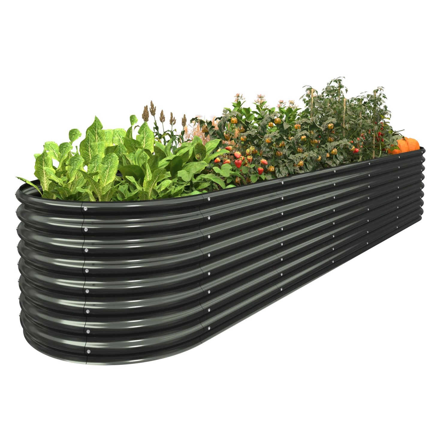 FRIZIONE 12FT(L)×3FT(W)×2FT(H) Galvanized Raised Garden Bed Outdoor, Metal Raised Garden Beds for Flower, Raised Planter Box Outdoor for Herb, Vegetable-Gray