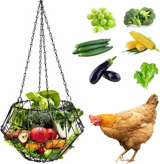 Hanging Chicken Feeder, Foldable Poultry Feeder Basket for Chicken Duck Coop, 1 Pcs