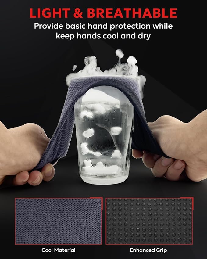 Work Gloves with Grip,12 Pairs Thin Breathable MicroFoam Nitrile Coated Durable Touchscreen Glove Men Women