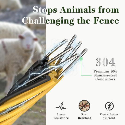 Aclastool Electric Fence Wire, 3500ft 1067m, Polywire for Portable Livestock Fencing, 6 Stainless Steel Strands for Reliable Conductivity and Rust Resistance, UV Resistant