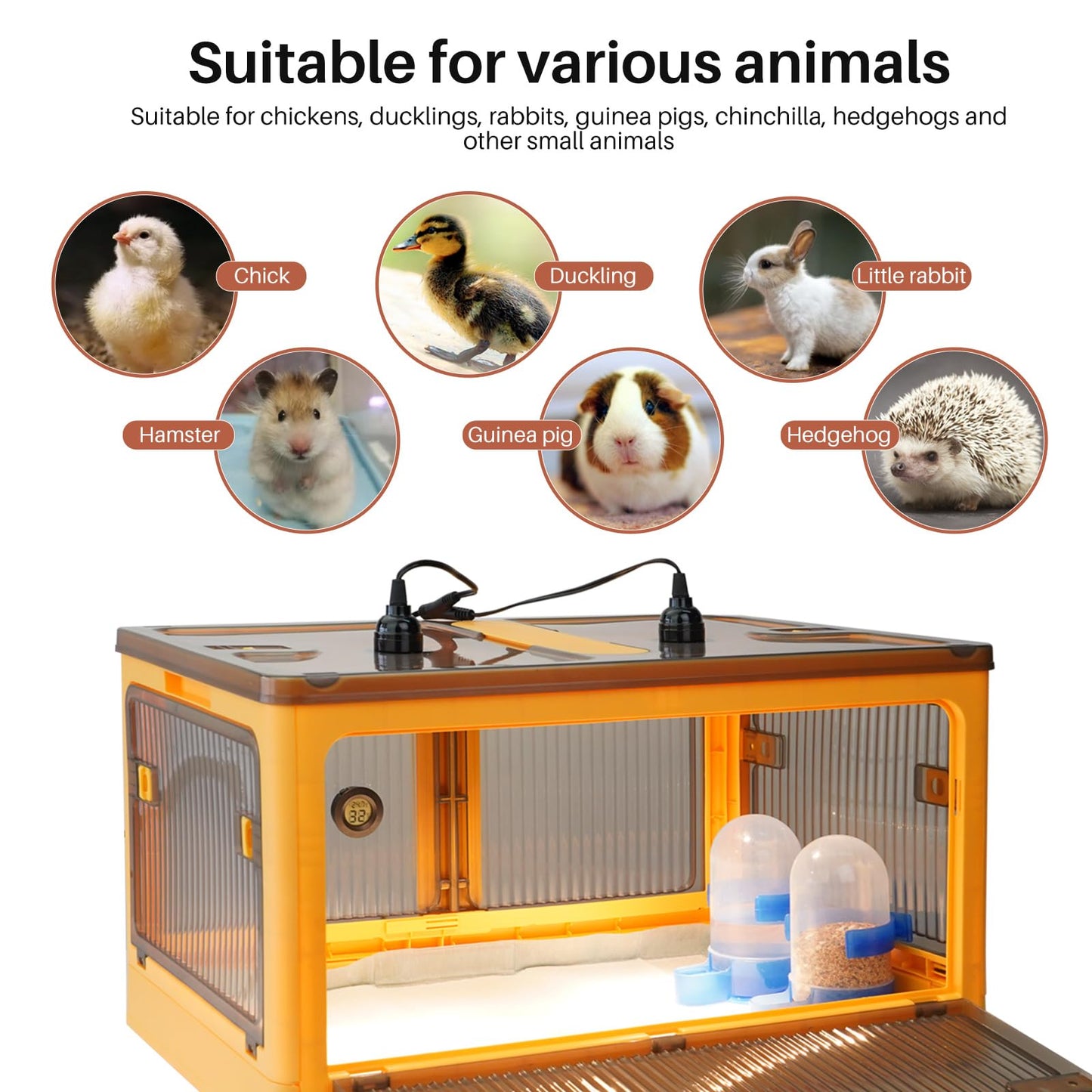 Chick Brooder Box for Chicks, Brooder Box with Feeder and Waterer, Brooder Heater Warms up to 20 Chicks, Poultry Breeding Box Suitable for Chick Duckling Parrot Lizard (Large)