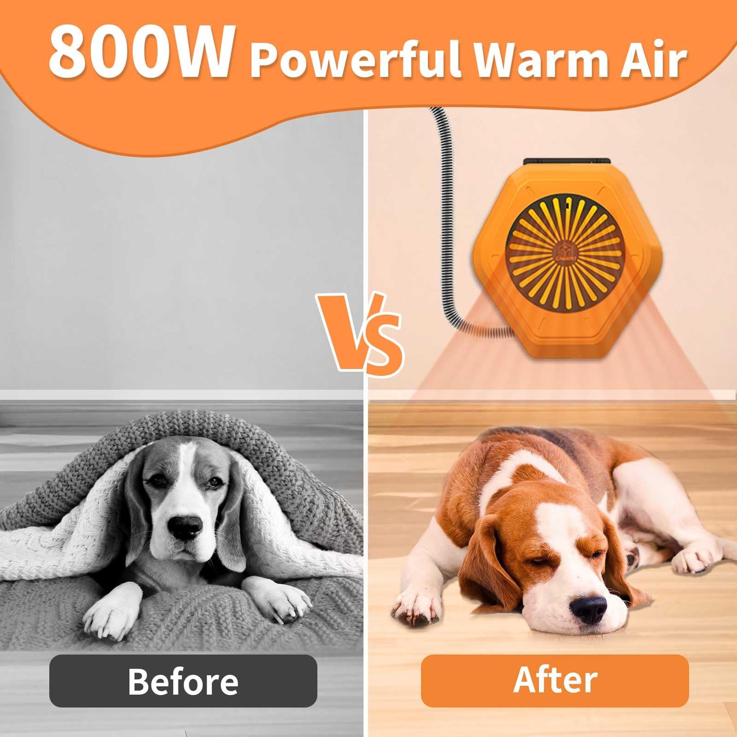 800W Dog House Heater, Wall-Mounted, 10ft Anti-Bite Cord, Waterproof, Overheat Protection, Outdoor Pet Heater for Chicken Coop, Kennels, Barns, and Rabbit Cages