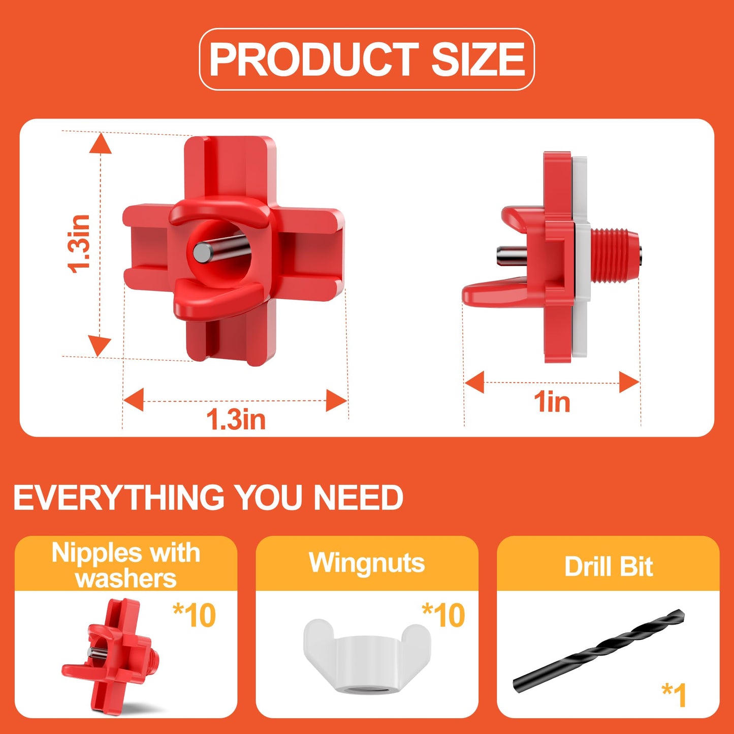 ZenxyHoC 10 Pack Chicken Waterer Nipples Horizontal Automatic Chicken Waterer with Drill