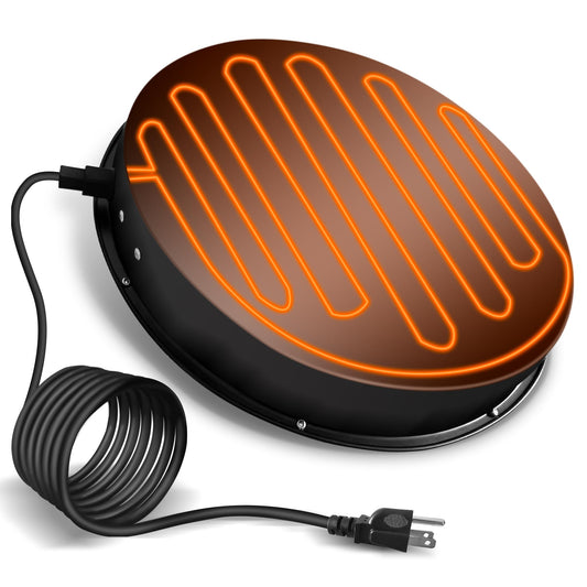 Eggluuz Chicken Waterer Heater, 125W Chicken Drinker Heated Base for Winter 15 in Chicken Water Heater with Thermostat