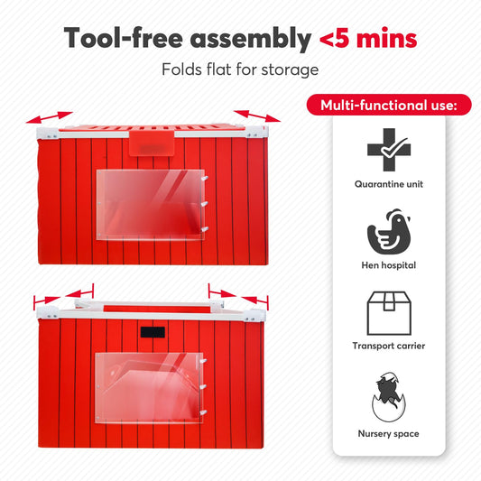 EPHIFY Red Barn Chicken Coop for 1-8 Chicks | 2025 Upgraded Chicken Brooder Box for Chicks, Ducklings, Quail | Portable & Lightweight Plastic Housing