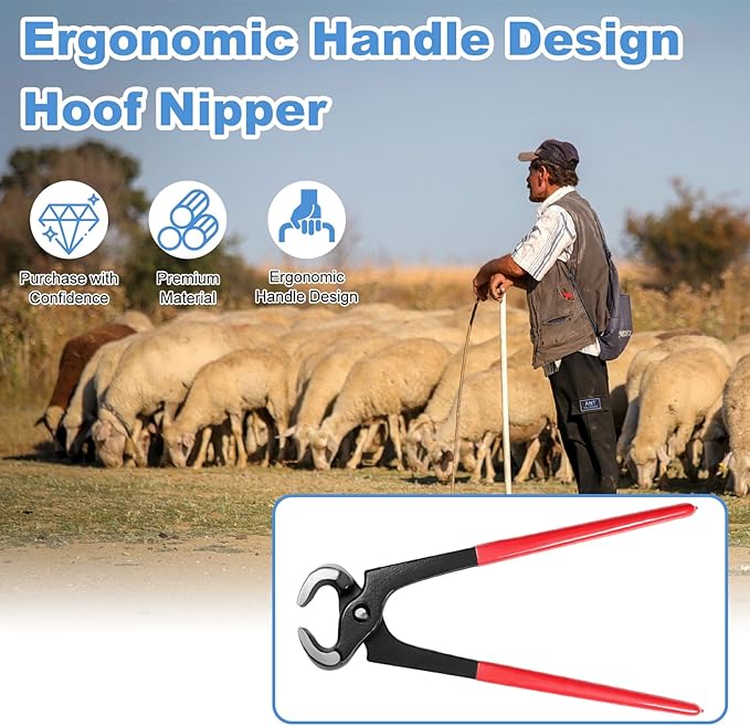 10 Inches Hoof Nipper, Farrier Tool Hoof Trimmers Goat Hoof Trimming Shears Nail Clippers for Horse Donkey Cow Goat Animal Hooves
