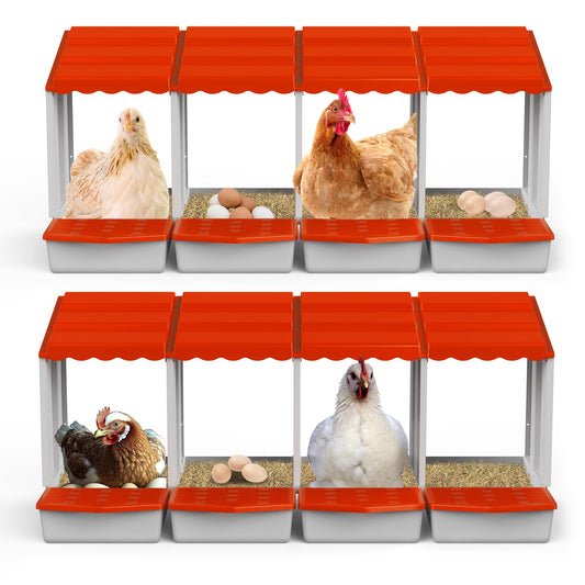 DETODDA Chicken Nesting Boxes for Laying Eggs, Roll Out Nesting Boxes for Chickens, Chicken Laying Boxes with Egg Roll Out, Eggs Collection Area to Protect Eggs for Chicken Coop, 8 Holes